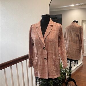 J. Jill Women's Blazer in Pink Plaid